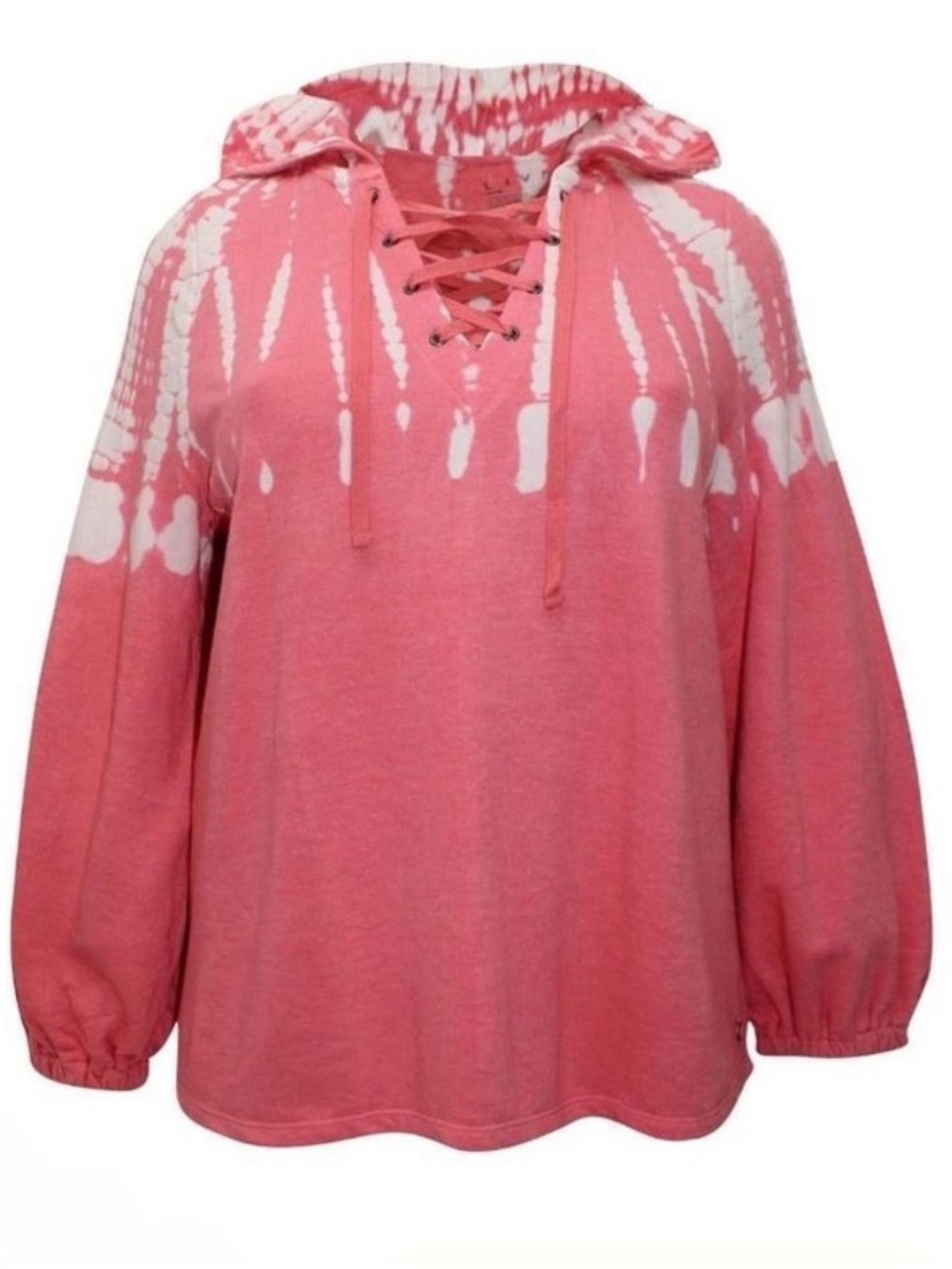 NEW! Livi Active Lane Bryant Pink Tie-Dye Lace-Up Hoodie Sweatshirt Size 22/24